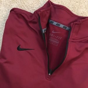 NIke Maroon Quarter Zip Dri Fit Jacket